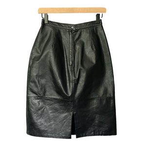 Vintage Black Leather Slit Skirt size 10